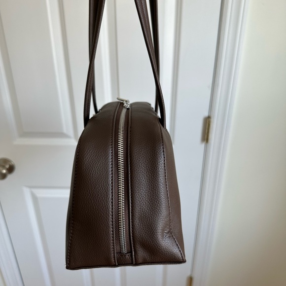 BAGGU Brown Recycled Leather Bowler Bag - Picture 8 of 13